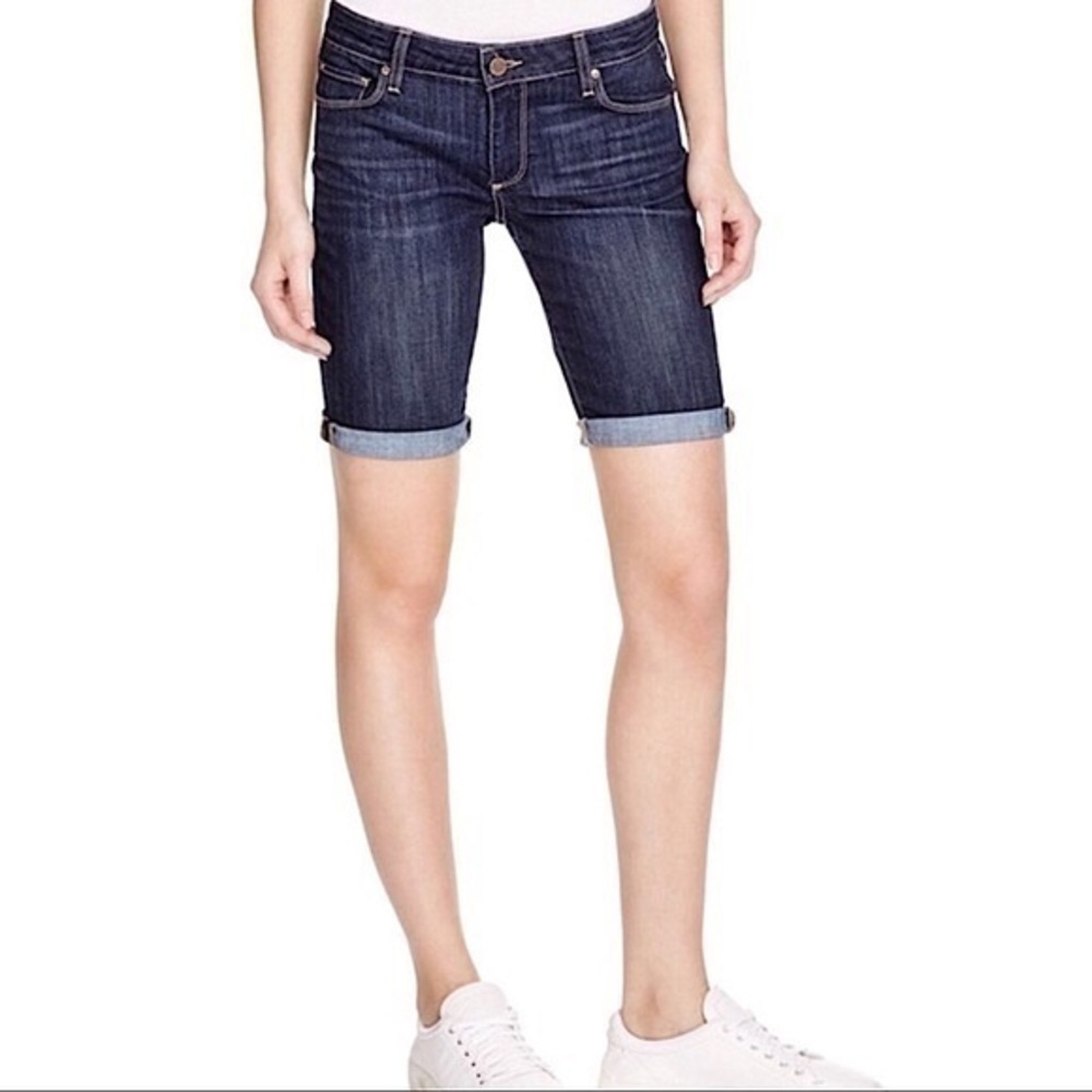 PAIGE Raw Hem Jean Shorts Warner Wash